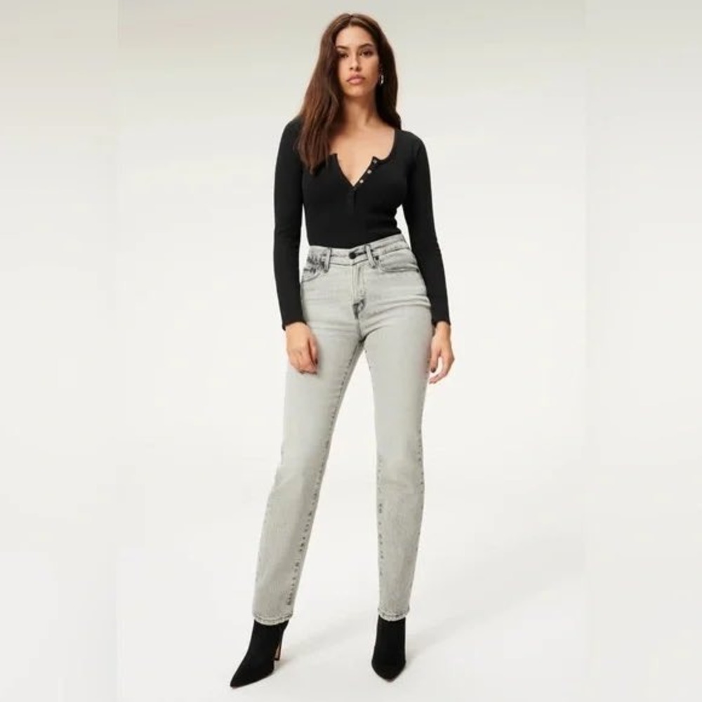 Good American‎ NEW Good Classic High Rise V-Front Jeans Gray Black 176 Sz 2/26